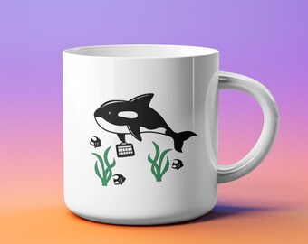 AAC Pals mug - orca whale | communication aid inclusion gift | Communication difference celebration item