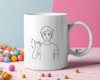 British Sign Language Mug, Non-Binary Signer, Bespoke Hot Drink Order