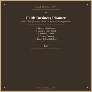 Planificador de ideas para emprendedores cristianos / Metas empresariales basadas en la fe (descarga digital) / Oración diaria / Estudio bíblico / Panel de control empresarial