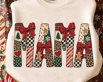 Vintage mamma-tröjadesign (digital nedladdning), mamma-jul-png, retro mamma-lapptäcke-png, rutig prickig-png, leopardmamma-png