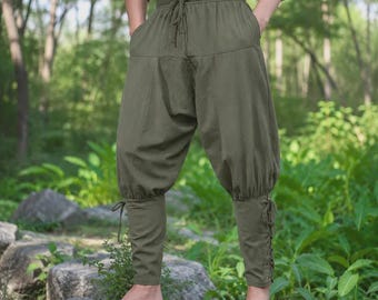 Pantalones vikingos medievales para hombre, pantalones harem con cordones, disfraz de pirata renacentista, LARP Cosplay, pantalones históricos góticos
