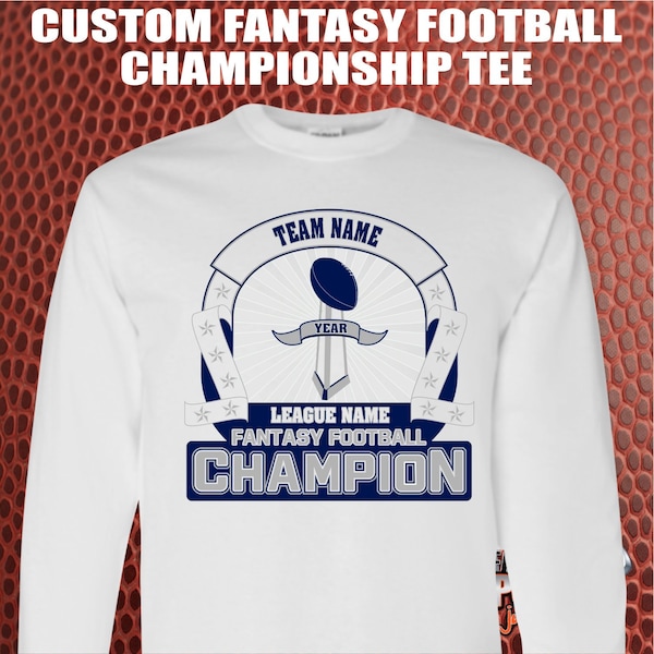 Fantasy Football Trophy Long Sleeve Championship T-shirt w/ Custom Personalized for Fantasy Football Legends, great gift for League Champs