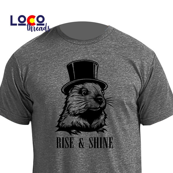 Rise & Shine, it's Groundhog Day Blackout T-shirt | Punxsutawney Pennsylvania Ground Hog Day