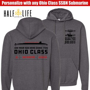 Ohio Class Submarine Hoodie with Custom Personalized boat name, hull number & custom text | Ballistic Missile Submarine | Navy Nuke