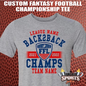 Back 2 Back Fantasy Football Champion Shirt Custom Personalized Championship w/ Trophy for Fantasy Football Legends, Fantasy Football Trophy