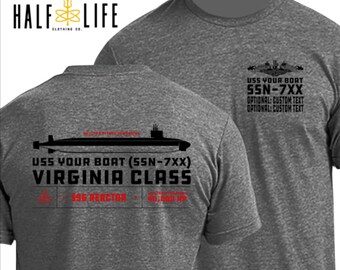 Virginia Class Submarine T-shirt with Custom Personalized boat name, hull number and custom text | Fast Attack Submarine | Navy Nuke