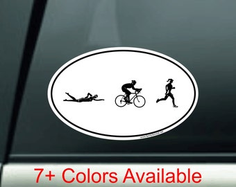 Triathlon Female Icons Vinyl Decal Sticker Swim Bike Run Tri Car Decal - FREE SHIPPING!
