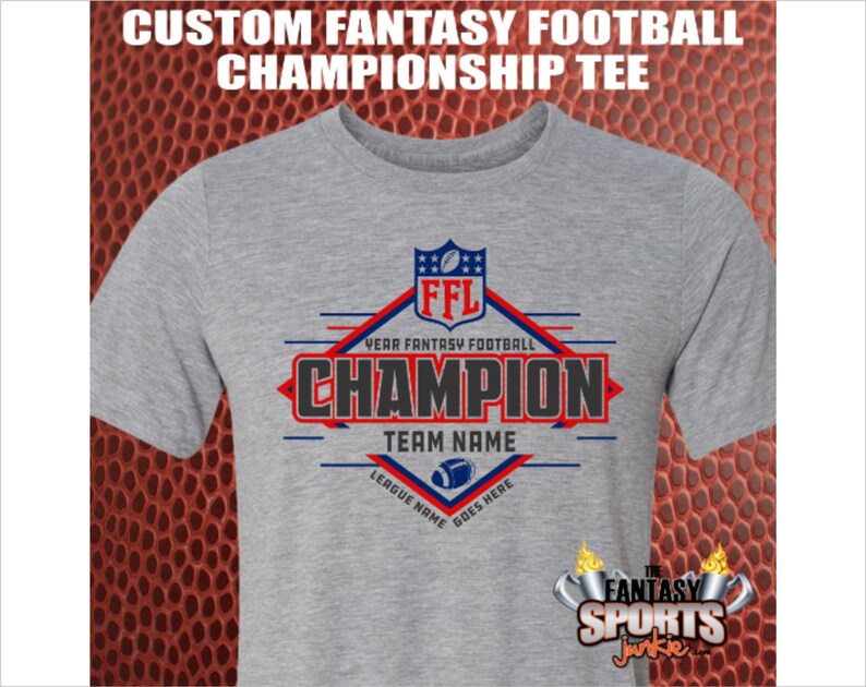custom personalized fantasy football champion t-shirt with year, league and team name