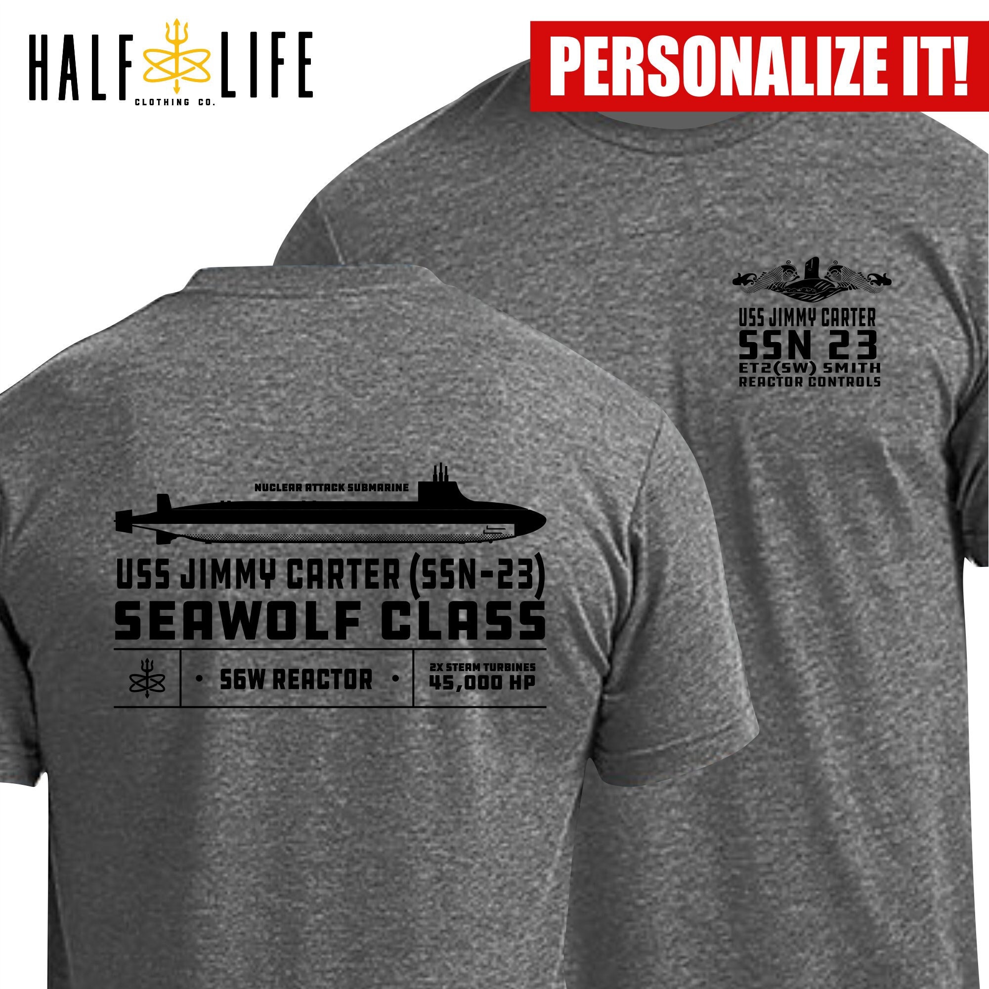 Seawolf Class Submarine T-shirt With Custom Personalized
