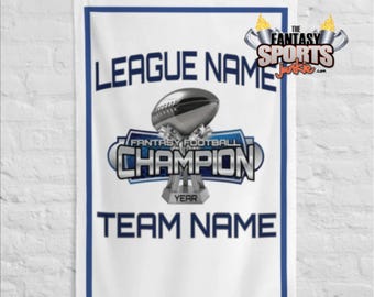 Banner de campeón de fútbol de fantasía de 3' x 5', campeonato personalizado con trofeo para leyenda del fútbol de fantasía, gran regalo para el ganador de la liga
