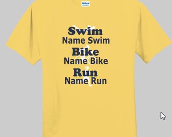 Custom Female Triathlete Support Adult Unisex T-shirt for supporting friends and family on race day who Swim Bike Run, a great surprise gift