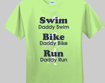 Triathlon Shirt-Triathlon Daddy Triathlon T-shirt, great for supporting Dad on race day. Makes a great Father's Day or surprise on race day.