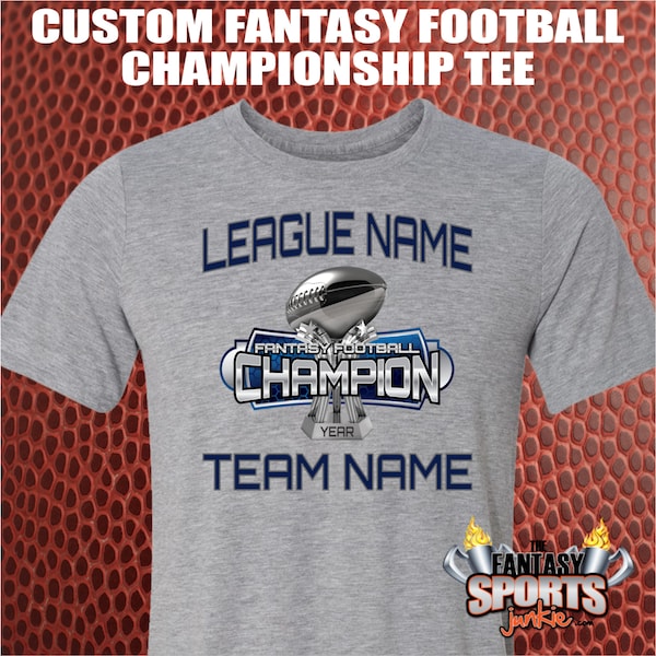 Fantasy Football Champion Shirt Custom Personalized Championship w/ Trophy for Fantasy Football Legend, makes a great gift for League Winner