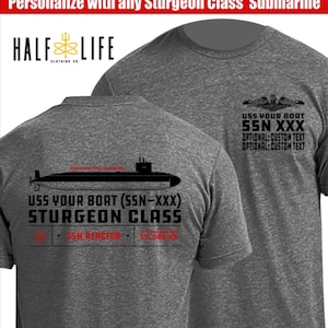 Sturgeon Class Submarine T-shirt with Custom Personalized boat name, hull number and custom text | Fast Attack Submarine | Navy Nuke