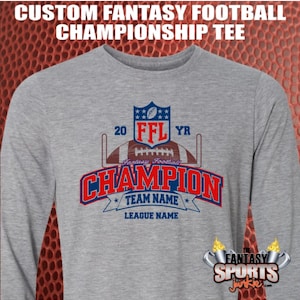Fantasy Football Trophy Long Sleeve Shirt Championship T-shirt w/ Custom Personalized for Fantasy Football Legends, Winners & Champions