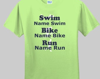 Custom Male Triathlete Support Unisex T-shirt for supporting friends and family on race day who Swim Bike Run, a great surprise gift
