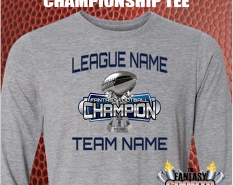 Fantasy Football Trophy Long Sleeve Shirt Championship T-shirt w/ Custom Personalized for Fantasy Football Legends, Winners & Champions