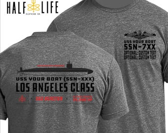 Los Angeles Class Submarine T-shirt with Custom Personalized boat name, hull number and custom text | Fast Attack Submarine | Navy Nuke