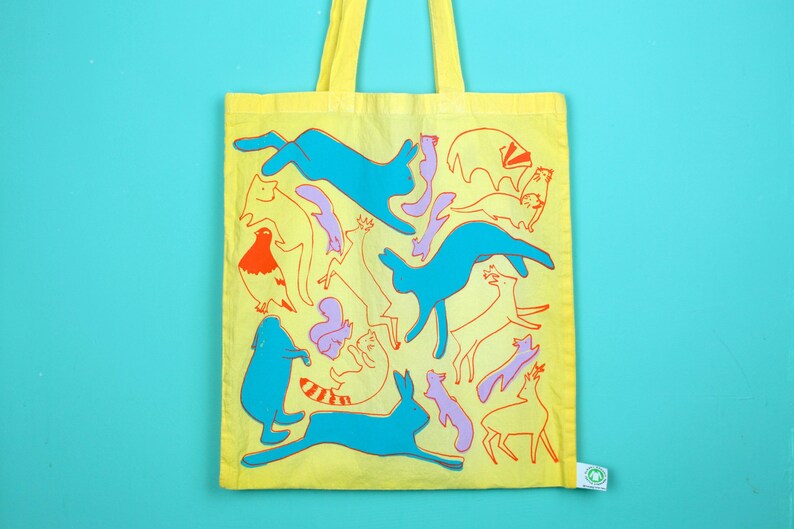 Scottish Animals Hand Screen-Printed Tote Bag