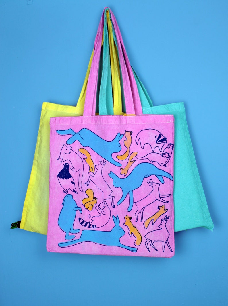 Scottish Animals Hand Screen-Printed Tote Bag