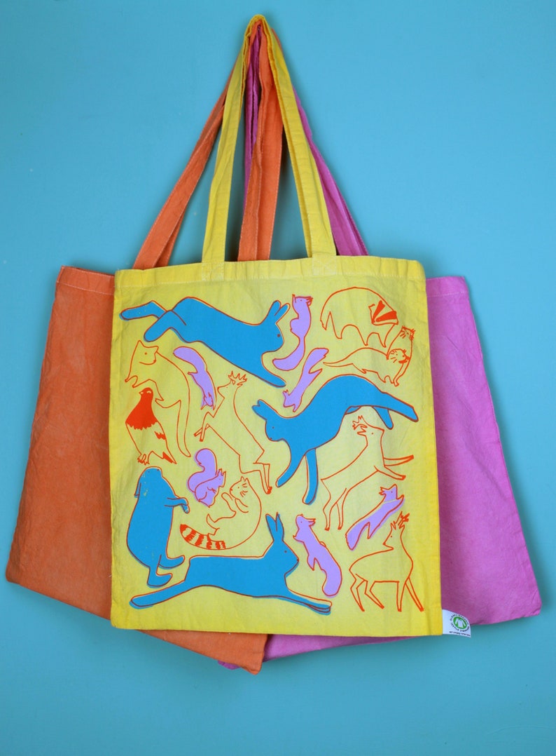Scottish Animals Hand Screen-Printed Tote Bag