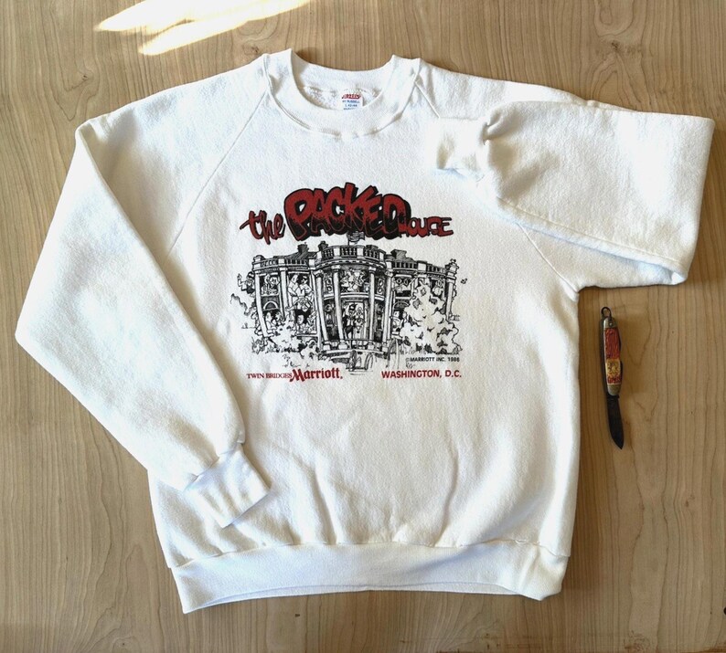 Vintage 1986 Ronald Reagan caricature Washington Dc punk Sweatshirt White House image 6
