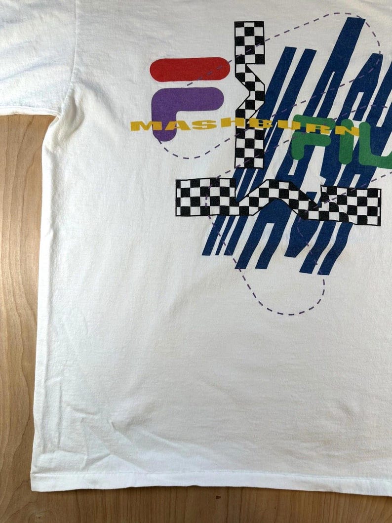 vintage 90's Fila Mashburn t shirt Large white Torn rad Basketball sneakers image 6