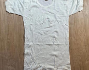 vintage 80's Mamabu wool blend Short Sleeve Undershirt italian White medium New
