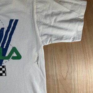 vintage 90's Fila Mashburn t shirt Large white Torn rad Basketball sneakers image 5