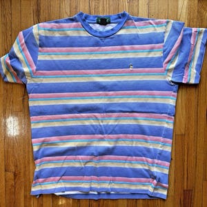 Vintage Hunt Club Faded Striped Rundhals Shirt Größe Large 90'S jcpenney