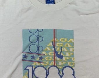 Vintage 80's O.P. ocean pacific T Shirt 1988 Acapulco white Size Large skater Surf