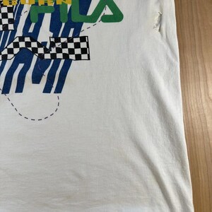 vintage 90's Fila Mashburn t shirt Large white Torn rad Basketball sneakers image 7