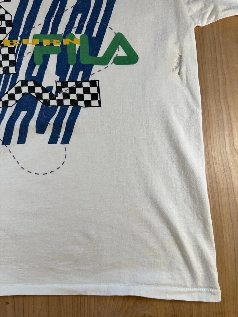 vintage 90's Fila Mashburn t shirt Large white Torn rad Basketball sneakers image 7