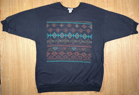 Vintage 90s Southwestern tshirt large geometric aztec - Gem