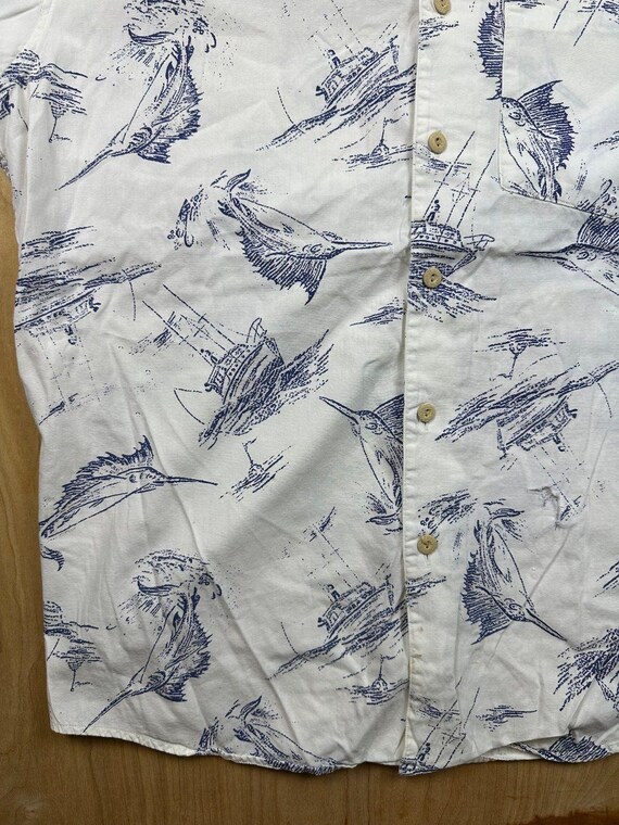 Vintage 80s Banana Republic Safari & Travel marlin button up shirt fish fishing View 6