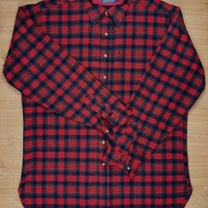Vintage 80s Pendleton Wool Button Up Shirt xxlarge tall plaid made usa tartan