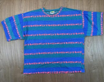 vintage 80'S Surf Gear shirt Puffy Ink striped Skatboarding punk xl stussy ish
