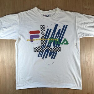 vintage 90's Fila Mashburn t shirt Large white Torn rad Basketball sneakers image 2