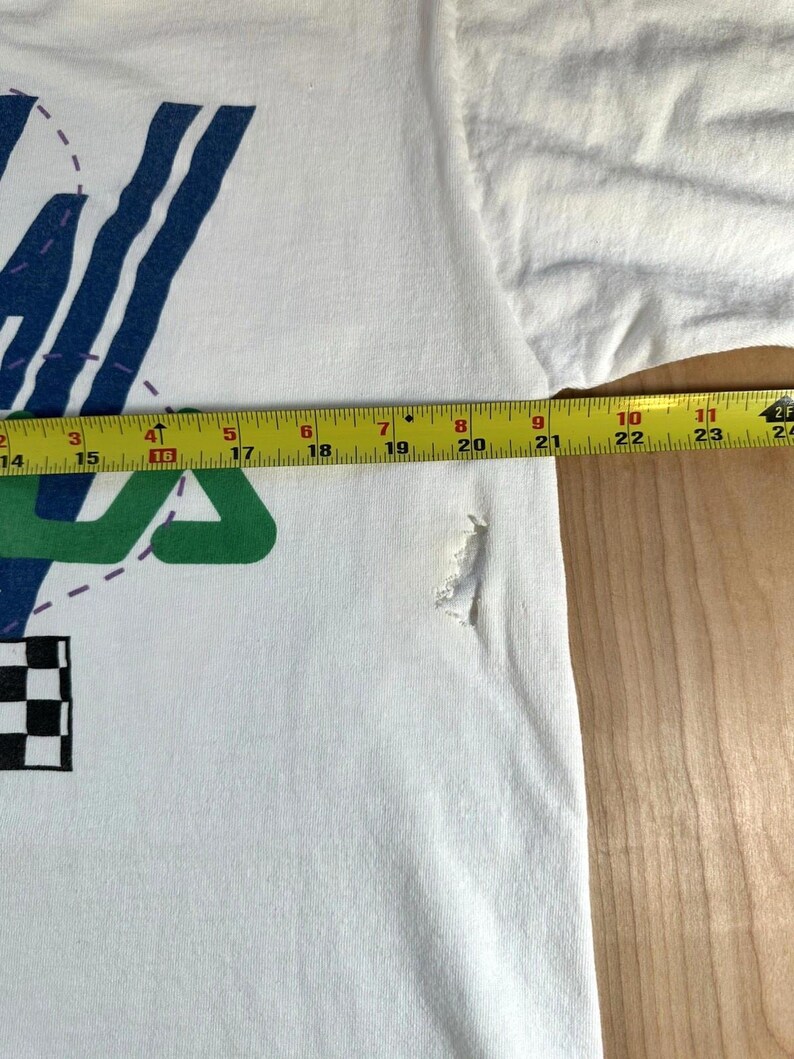 vintage 90's Fila Mashburn t shirt Large white Torn rad Basketball sneakers image 9