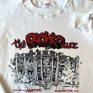 Vintage 1986 Ronald Reagan caricature Washington Dc punk Sweatshirt White House image 7