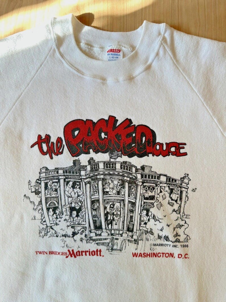 Vintage 1986 Ronald Reagan caricature Washington Dc punk Sweatshirt White House image 2