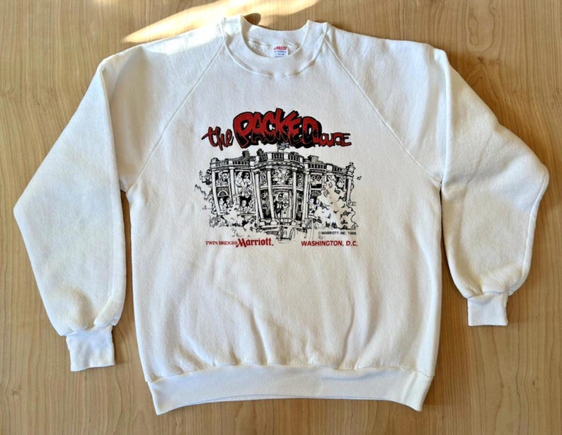 Vintage 1986 Ronald Reagan caricature Washington Dc punk Sweatshirt White House image 1