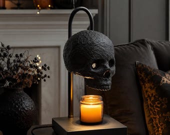 Gothic Skull Candle Warmer Lamp, Adjustable Halloween Scent Lamp, Moody Bedroom Decor