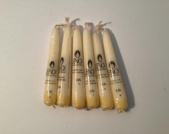 Vintage Lenox 5 inch hurricane tapered white candles code no 506.  Set of 6 in original box