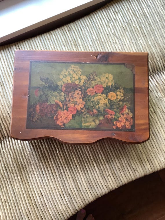 Vintage Victorian Floral Print Trinket Box