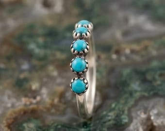Turquoise Stacking Ring: Southwestern Sterling Silver Band, Boho Style