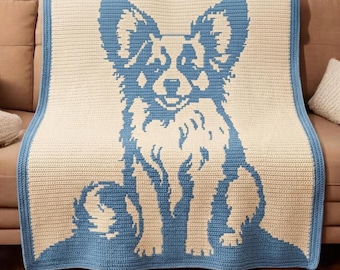 Corgi Overlay Mosaic Crochet Blanket Pattern, Dog Crochet Pattern PDF, Mosaic Afghan Chart, Written Instructions, Mosaic Crochet