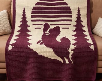 Rooster Sunset Overlay Mosaic Crochet Blanket Pattern PDF, Farmhouse Chicken Afghan, Rustic Country Throw, Digital Crochet Chart