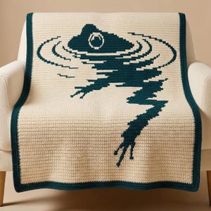 Frog Reflection Overlay Mosaic Crochet Blanket Pattern PDF, Frog Pond Crochet Pattern, Nature Blanket, Water Reflection Throw