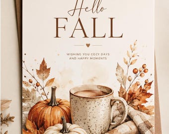 Décoration murale automnale à imprimer, Décoration automnale chaleureuse, Affiche « Bonjour l'automne », Affiche citrouille à imprimer, Décoration de Thanksgiving